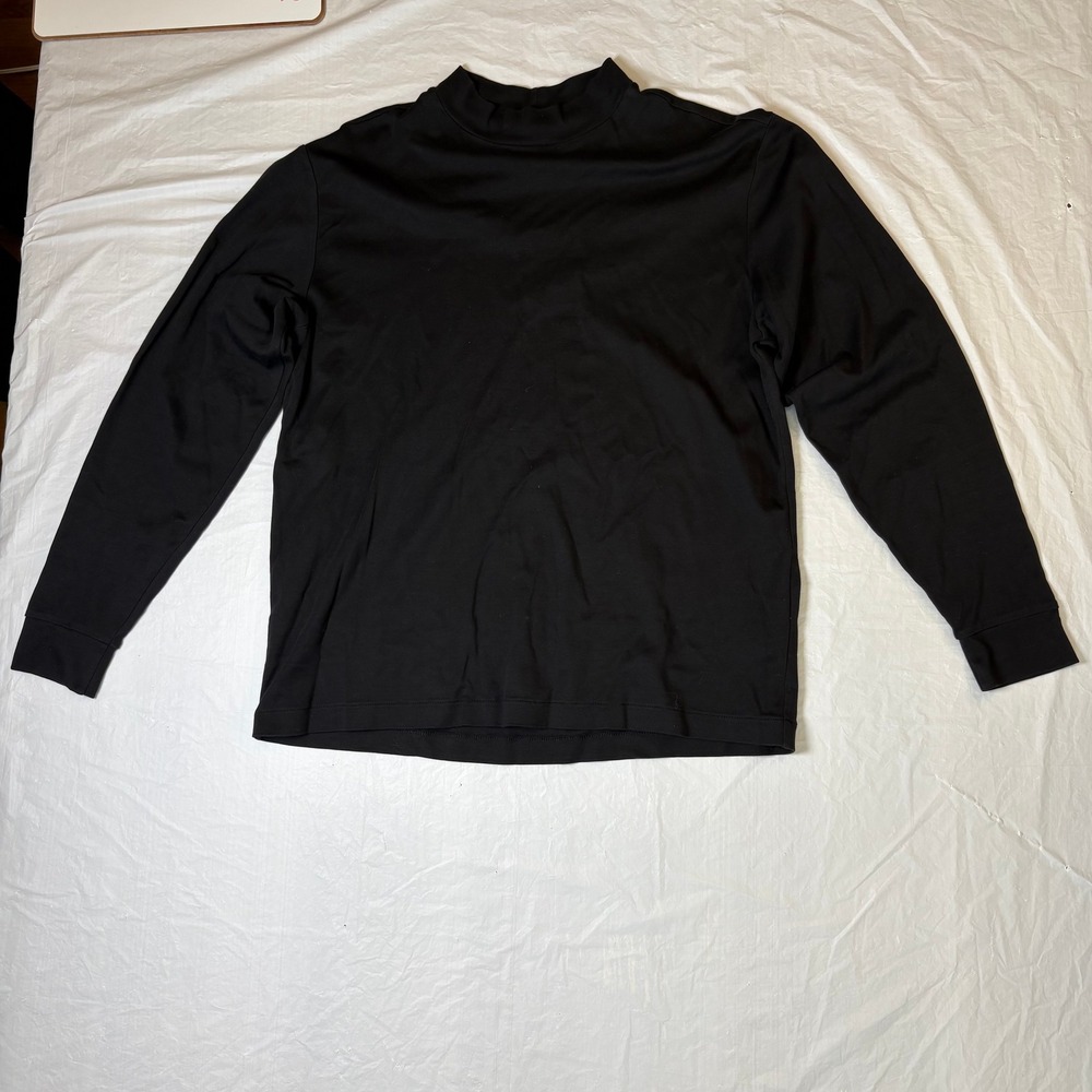MURANO Liquid Cotton Mock Neck Long Sleeve Top Women Black Size M